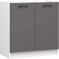 Küchenschrank Akord oliwia modular S80 Unterschrank für Küchenspüle Weiß 80 cm 2 Türen Regal Front Graphitgrau B80 x H82 x T46 cm von AKORD