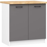 Küchenschrank Akord oliwia modular S80 Unterschrank mit Arbeitsplatte Weiß 80 cm 2 Türen 2 Ebenen Front Graphitgrau B80 x H85 x T46 cm von AKORD