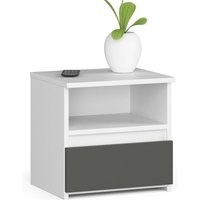 Akord - Nachttisch CL1 in der Farbe Weiß Schublade Front Graphitgrau B40 x H40 x T35 cm von AKORD