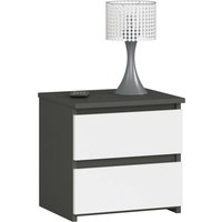 Nachttisch in minimalistischer Optik Akord CL2 in der Farbe Graphitgrau mit 2 Schubladen Front Weiß B40 x H40 x T35 cm von AKORD