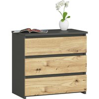 Akord - Nachttisch CL3 in der Farbe Graphitgrau mit 3 Schubladen Front Eiche Artisan B60 x H57 x T35 cm von AKORD