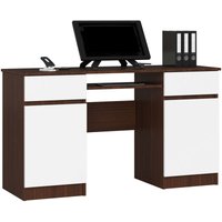 PC-Schreibtisch A5 mit Tastaturablage | Office Desk | Computertisch | Bürotisch mit Tastaturablage | 2 Schubladen und 2 Türablagen, B135 x H77 x T50 von AKORD