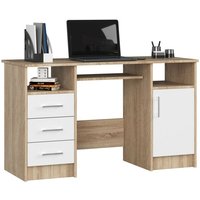 PC-Schreibtisch Akord ana in der Farbe Sonoma-Eiche mit 3 Schubladen Front Weiß und 5 Ablagen B124 x H74 x T52 cm PC-Schreibtisch Akord ana in der Farbe Sonoma-Eiche mit 3 Schubladen Front Weiß und 5 Ablagen B124 x H74 x T52 cm von AKORD