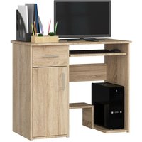 Akord - PC-Schreibtisch Jay mit Tastatur- und PC-Ablage | Office Desk | Computertisch | 2 Schubladen und 2 Türablagen 1 Schublade 1 Ablagefach mit von AKORD