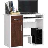 Akord - PC-Schreibtisch Jay mit Tastatur- und PC-Ablage | Office Desk | Computertisch | 2 Schubladen und 2 Türablagen 1 Schublade 1 Ablagefach mit von AKORD