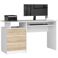 Akord - PC-Schreibtisch clp 135 mit Tastaturablage | Office Desk | Computertisch | Bürotisch mit Tastaturablage | 3 Schubladen, 1 Ablagefach, B135 x von AKORD
