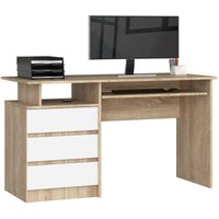 Akord - PC-Schreibtisch clp 135 mit Tastaturablage | Office Desk | Computertisch | Bürotisch mit Tastaturablage | 3 Schubladen, 1 Ablagefach, B135 x von AKORD