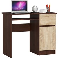 Akord - PC-Schreibtisch piksel rechts in der Farbe Wenge Schublade Front Sonoma-Eiche und 3 Ablagen B90 x H77 x T50 cm von AKORD