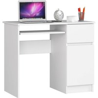 Piksel Schreibtisch Klein mit Schubladen | Office Desk | Computertisch | Bürotisch mit Tastaturablage | Schublade und Fach mit Tür | Holz Deko | B90 von AKORD