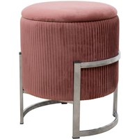 Akord - Pouf porto aus Samtstoff mit Stauraum in Rosa Durchmesser 40 cm Höhe 46 cm von AKORD