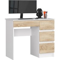 Rechts Computertisch, Computertisch, 90 cm, A-7, Matte, System ohne Weiß / Eiche Sonoma 4 Schubladen 1 von AKORD