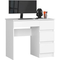 Akord - Rechts Computertisch, Computertisch, 90 cm, A-7, Matte, System ohne Weiß / Weiß-Griff 4 Schubladen 1 von AKORD