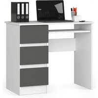 PC-Schreibtisch Akord A6 links in der Farbe Weiß mit 3 Schubladen Front Graphitgrau und 1 Ablagen B90 x H77 x T50 cm PC-Schreibtisch Akord A6 links in der Farbe Weiß mit 3 Schubladen Front Graphitgrau und 1 Ablagen B90 x H77 x T50 cm von AKORD