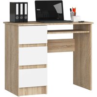 Schreibtisch A-6 mit Tastaturablage und 3 Schubladen links- oder rechtsseitig, B90 x H77 x T50 cm, 30 kg von AKORD