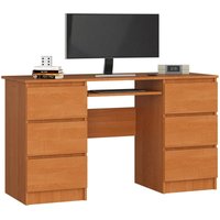 Schreibtisch Klein mit Schubladen | Office Desk | Computertisch | Bürotisch mit Tastaturablage | Holz Deko | B135 x H77 x T50 cm, 60 kg von AKORD