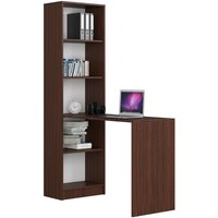 Schreibtisch Smart, 2-in-1 Kombination Schreibtisch + Bücherregal mit 5 Einlegeböden, Gesamtmaße B125 x H180 x T50 cm, 37 kg | Farbe Wenge von AKORD