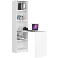 Schreibtisch Smart, 2-in-1 Kombination Schreibtisch + Bücherregal mit 5 Einlegeböden, Gesamtmaße B125 x H180 x T50 cm, 37 kg von AKORD