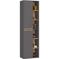 Bad-Hochschrank hängend VAMI Graphitgrau, Artisan Eiche 50 cm 2 Türen Artisan Eiche 10 Regalböden B50xH170xT30 cm von AKORD