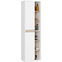 Bad-Hochschrank hängend VAMI Weiß, Sonoma Eiche 50 cm 2 Türen 10 Regalböden B50xH170xT30 cm von AKORD