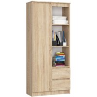 Büro-Bücherregal clp 80 cm 7 Regale 2 Schubladen und Türen | für Dokumente Bücher für einen Schlafzimmerschrank Bücherregale Laminierte Platte 16 mm von AKORD