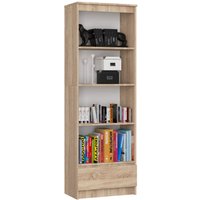 Büroregal Akord R60 Büro-Bücherregal Sonoma-Eiche 60 cm Schublade 4 Ebenen B60 x H180 x T35 cm von AKORD