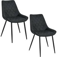 Esszimmerstühle mit Samt 2er Set Akord SJ.0488 Gepolsterter Gesteppter Stuhl aus Velours in Schwarz von AKORD