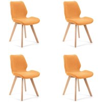 Akord - Esszimmerstühle mit Samt 4er Set SJ.0159 Gepolsterter Stuhl aus Velours in Orange von AKORD