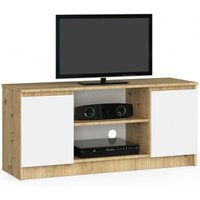 Tv Schrank Akord Fernsehkommode 120 cm Eiche Artisan 2 Türen 2 Ebenen Front Weiß B120 x H55 x T40 cm von AKORD