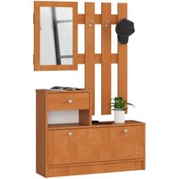 Garderoben-Set, 2-teilig, Schuhkommode mit Aufsatz und Schublade B90 x H70 x T25 cm und Wandgarderobe mit Spiegel B90 x H100 cm, Gewicht 39 kg von AKORD