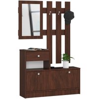 Garderoben-Set, 2-teilig, Schuhkommode mit Aufsatz und Schublade B90 x H70 x T25 cm und Wandgarderobe mit Spiegel B90 x H100 cm, Gewicht 39 kg von AKORD