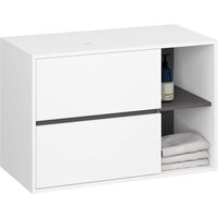 Hängender Waschbeckenunterschrank VAMI mit Waschbecken Weiß, Graphitgrau 90 cm 2 Schubladen B90xH60xT45,5 cm Hängender Waschbeckenunterschrank VAMI mit Waschbecken Weiß, Graphitgrau 90 cm 2 Schubladen B90xH60xT45,5 cm von AKORD