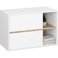 Hängender Waschbeckenunterschrank VAMI mit Waschbecken Weiß, Sonoma Eiche 90 cm 2 Schubladen B90xH60xT45,5 cm Hängender Waschbeckenunterschrank VAMI mit Waschbecken Weiß, Sonoma Eiche 90 cm 2 Schubladen B90xH60xT45,5 cm von AKORD