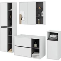 Hängendes Badezimmermöbel-Set VAMI in Weiß mit Innen in Graphitgrau mit Ausschnitten für Aufsatzwaschbecken Hängendes Badezimmermöbel-Set VAMI in Weiß mit Innen in Graphitgrau mit Ausschnitten für Aufsatzwaschbecken von AKORD