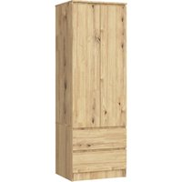 Kleiderschrank AKORD S60 Eiche Artisan 60 cm 2 Türen 2 Schubladen Regal B60 x H180 x T51 cm von AKORD