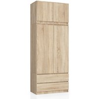 Kleiderschrank AKORD S90 mit Aufsatz Sonoma-Eiche 90 cm 2 Türen 2 Schubladen 6 Ebenen B90 x H234 x T51 cm Kleiderschrank AKORD S90 mit Aufsatz Sonoma-Eiche 90 cm 2 Türen 2 Schubladen 6 Ebenen B90 x H234 x T51 cm von AKORD