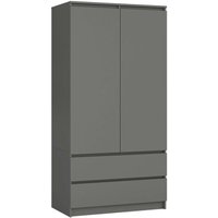 Kleiderschrank Akord S90 Graphitgrau 90 cm 2 Türen 2 Schubladen 4 Ebenen B90 x H180 x T51 cm von AKORD