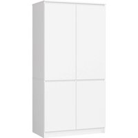Akord - Kleiderschrank S90 Weiß 90 cm 4 Türen 4 Regalböden B90xH180xT51 cm von AKORD