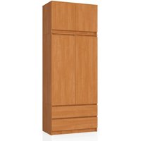 Kleiderschrank Akord S90 mit Aufsatz Erle 90 cm 2 Türen 2 Schubladen 6 Ebenen B90 x H234 x T51 cm von AKORD