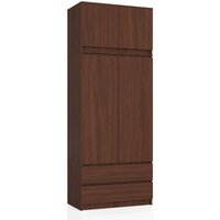 Kleiderschrank Akord S90 mit Aufsatz Wenge 90 cm 2 Türen 2 Schubladen 6 Ebenen B90 x H234 x T51 cm Kleiderschrank Akord S90 mit Aufsatz Wenge 90 cm 2 Türen 2 Schubladen 6 Ebenen B90 x H234 x T51 cm von AKORD