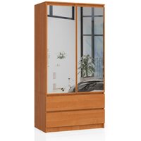 Kleiderschrank mit Spiegel s 90 cm 2 Türen 2 Schubladen mit Regalen und einer Kleiderstange für ein Schlafzimmer Kleiderschränke Schichtstoffplatte von AKORD