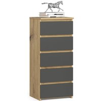 Kommode AKORD CL5 Eiche Artisan 40 cm 5 Schubladen Front Graphitgrau B40 x H92 x T35 cm von AKORD