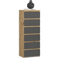 Kommode AKORD CL6 Eiche Artisan 40 cm 6 Schubladen Front Graphitgrau B40 x H109 x T35 cm Kommode AKORD CL6 Eiche Artisan 40 cm 6 Schubladen Front Graphitgrau B40 x H109 x T35 cm von AKORD