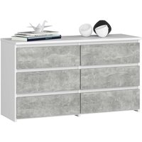 Kommode Akord CL100 Weiß 100 cm 6 Schubladen Front Beton B100 x H57 x T35 cm von AKORD