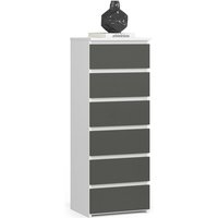 Kommode Akord CL6 Weiß 40 cm 6 Schubladen Front Graphitgrau B40 x H109 x T35 cm Kommode Akord CL6 Weiß 40 cm 6 Schubladen Front Graphitgrau B40 x H109 x T35 cm von AKORD