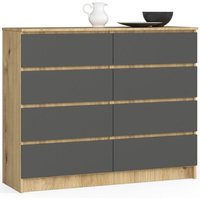 Kommode Akord K120 Eiche Artisan 120 cm 8 Schubladen Front Graphitgrau B120 x H99 x T40 cm Kommode Akord K120 Eiche Artisan 120 cm 8 Schubladen Front Graphitgrau B120 x H99 x T40 cm von AKORD