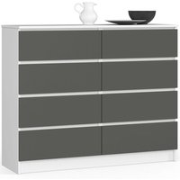 Kommode Akord K120 Weiß 120 cm 8 Schubladen Front Graphitgrau B120 x H99 x T40 cm Kommode Akord K120 Weiß 120 cm 8 Schubladen Front Graphitgrau B120 x H99 x T40 cm von AKORD