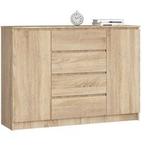Kommode Akord K140 Sonoma-Eiche 138 cm 2 Türen 4 Schubladen 4 Ebenen B138 x H99 x T40 cm Kommode Akord K140 Sonoma-Eiche 138 cm 2 Türen 4 Schubladen 4 Ebenen B138 x H99 x T40 cm von AKORD