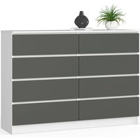 Kommode Akord K140 Weiß 138 cm 8 Schubladen Front Graphitgrau B138 x H99 x T40 cm Kommode Akord K140 Weiß 138 cm 8 Schubladen Front Graphitgrau B138 x H99 x T40 cm von AKORD