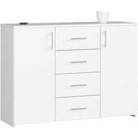 Akord - Kommode K45 Weiß 110 cm 2 Türen 4 Schubladen 4 Ebenen B110 x H80 x T35 cm von AKORD
