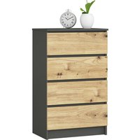 Kommode Akord K60 Graphitgrau 60 cm 4 Schubladen Front Eiche Artisan B60 x H99 x T40 cm von AKORD